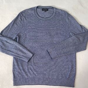 Banana Republic Luxe Yarn Sweater Mens L Blue Stripe Cotton Silk Cashmere Jumper